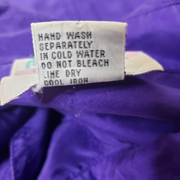 Vintage Blouse Size 22 24 Washable Silk Purple Long Sleeve Oversized - Picture 7 of 11